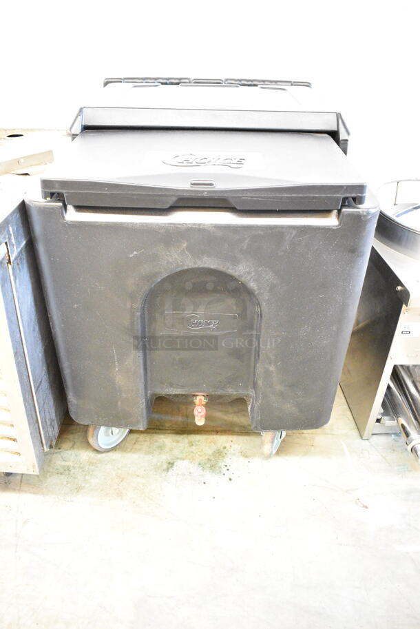 Choice 176ICBN125 Black Poly Insulated Portable Ice Cart on Commercial Casters.  - Image 1 of 8
