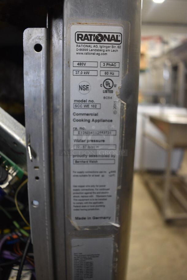 2 2016 Rational Stainless Steel Commercial Combitherm Self Cooking Center Convection Ovens on Commercial Casters. Top Model: SCC WE 62. Bottom Model: SCC WE 102. Picture of Unit Powered on is Included. 480 Volts, 3 Phase. 42x42x73. 2 Times Your Bid! - Image 9 of 11
