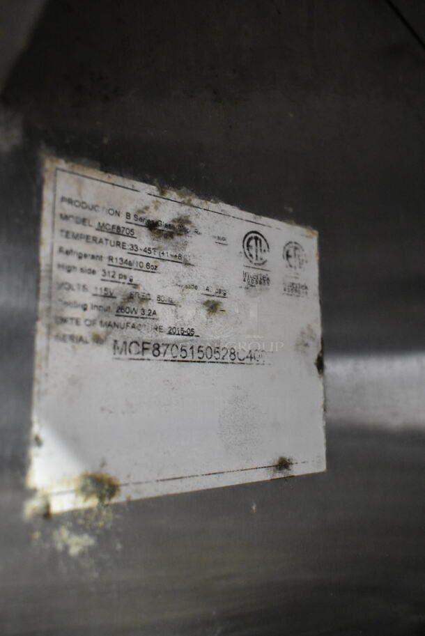 2015 Atosa MCF8705 Stainless Steel Commercial Single Door Reach In Cooler Merchandiser w/ Poly Coated Racks on Commercial Casters. 115 Volts, 1 Phase. Tested and Powers On But Does Not Get Cold - Image 6 of 6