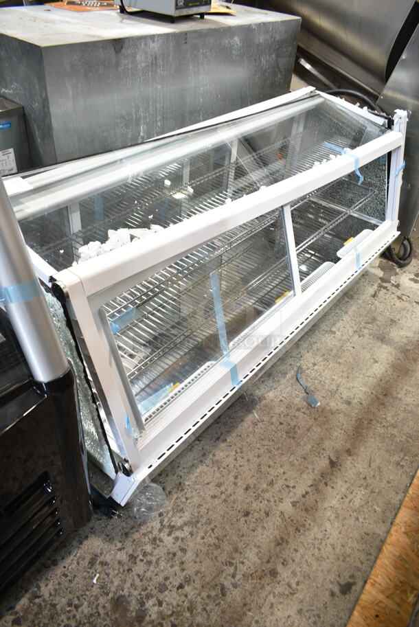 BRAND NEW SCRATCH AND DENT! Avantco 360BCSS60HCW Metal Commercial 60" White Self-Serve Refrigerated Countertop Bakery Display Case with LED Lighting. See Pictures for Broken Glass. 115 Volts, 1 Phase. Tested and Powers On But Does Not Get Cold - Image 2 of 8