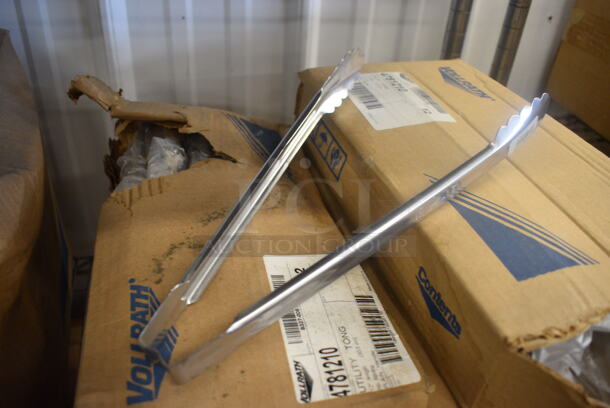 24 BRAND NEW IN BOX! Vollrath 4781210 Stainless Steel Tongs. 12