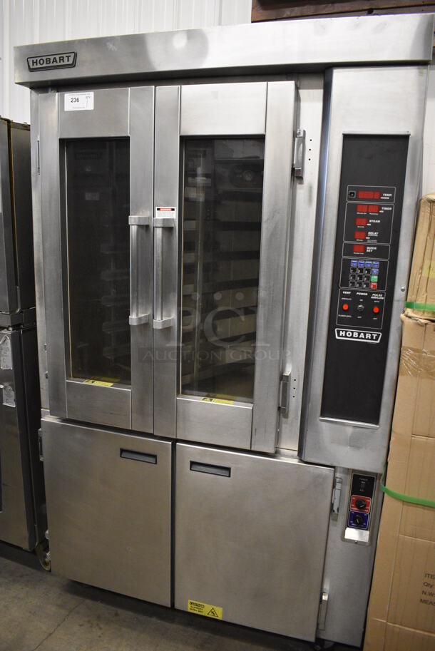 Hobart HO300E Stainless Steel Commercial Floor Style Electric Powered Mini Rotating Rack Oven on HPC800 2 Door Proofer w/ Commercial Casters. 208 Volts, 3 Phase. 48x37x81 - Image 3 of 8