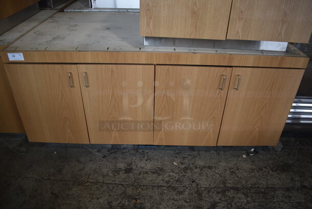 BRAND NEW! Wood Pattern Counter w/ 4 Doors. - Image 1 of 7