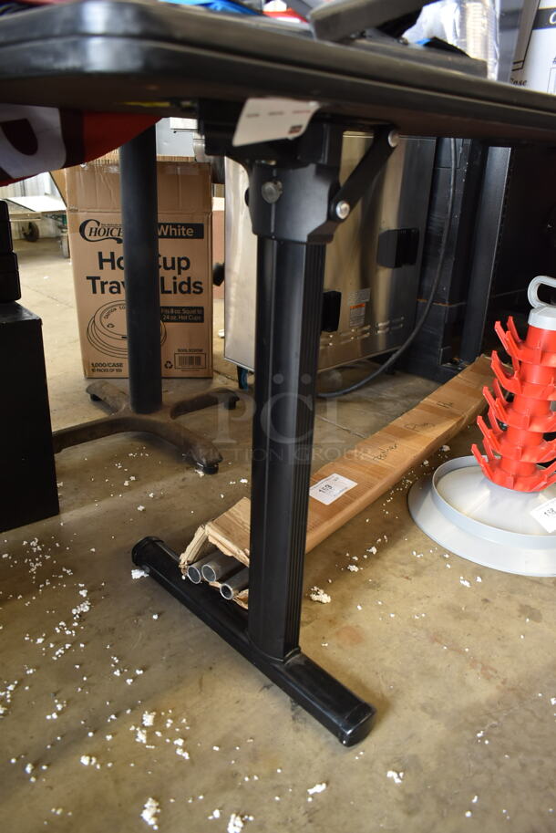 Wood Pattern Dining Height Table on 2 Black Metal Table Legs. - Image 3 of 3