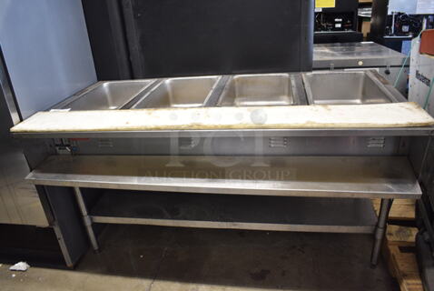 Eagle Stainless Steel Commercial 4 Well Steam Table Frame w/ Under Shelf. Cannot Test Due To Missing Power Cord