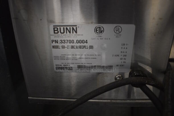 Bunn G9-2T DBC Stainless Steel Commercial Countertop 2 Hopper Coffee Bean Grinder. 120 Volts, 1 Phase. 8.5x18.5x28. Tested and Working! - Image 6 of 6