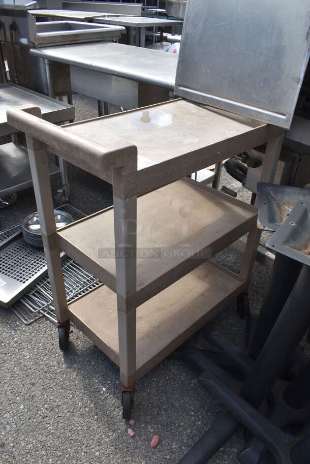 Tan Poly 3 Tier Cart on Commercial Casters. - Image 1 of 3