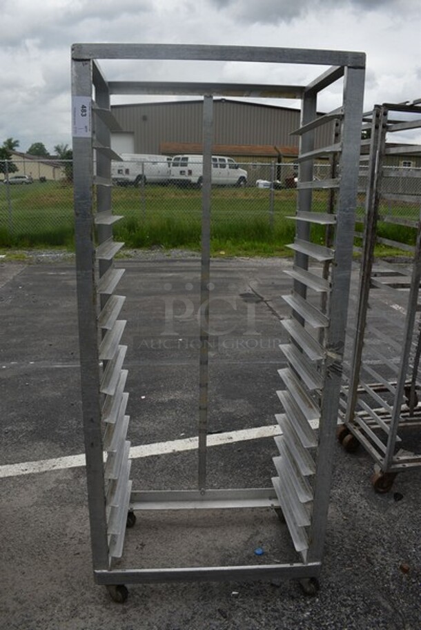 Metal Commercial Pan Transport Rack on Commercial Casters. 30.5x18.5x68