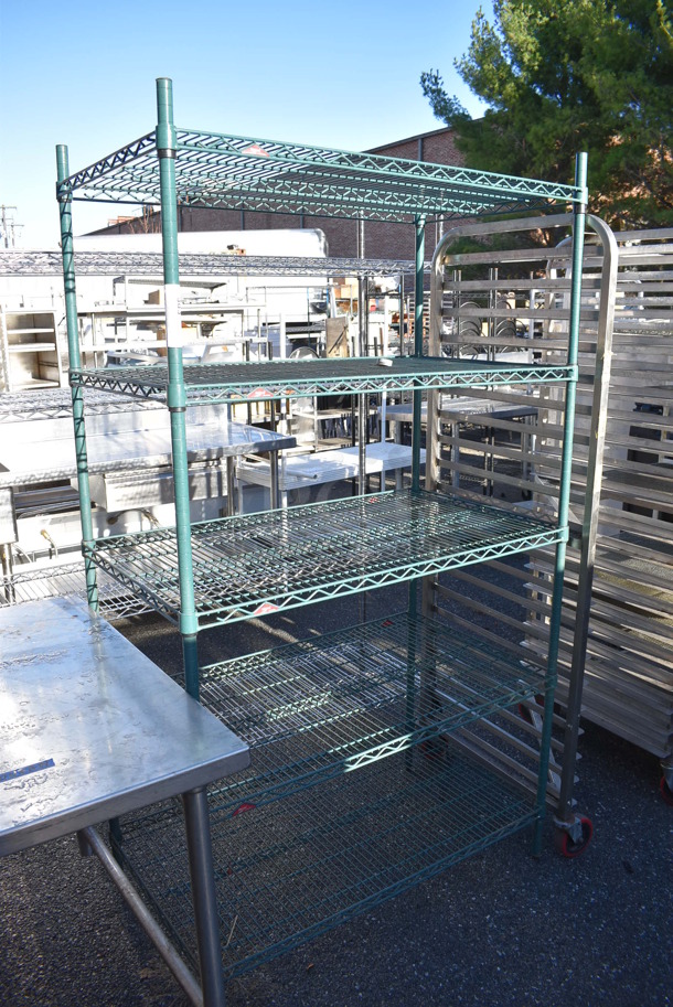 Green Finish 5 Tier Wire Shelving Unit. BUYER MUST DISMANTLE. PCI CANNOT DISMANTLE FOR SHIPPING. PLEASE CONSIDER FREIGHT CHARGES. 42x24x74 - Image 2 of 3