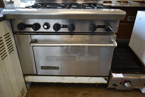 American Range AR-6 Stainless Steel Commercial Natural Gas Powered 6 Burner Ranger w/ Oven and Back Splash. - Image 3 of 6