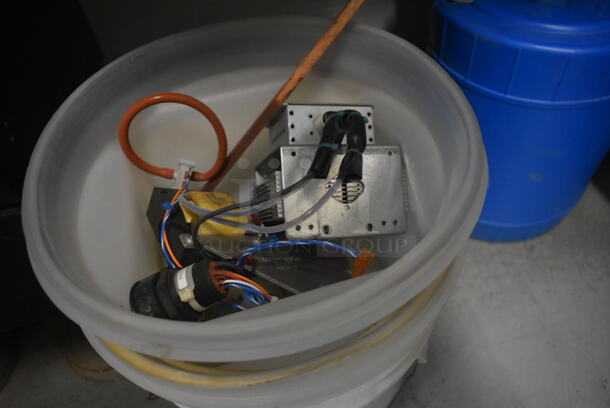 Black Metal Desk w/ Wood Pattern Desktop and Contents Including Bottles, Screws. Includes 30x60x30. BUYER MUST REMOVE. - Image 8 of 12