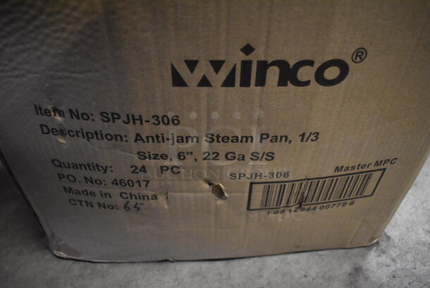 24 BRAND NEW IN BOX! Winco SPJH-306 Stainless Steel 1/3 Size Drop In Bins. 1/3x6. 24 Times Your Bid! - Image 4 of 4