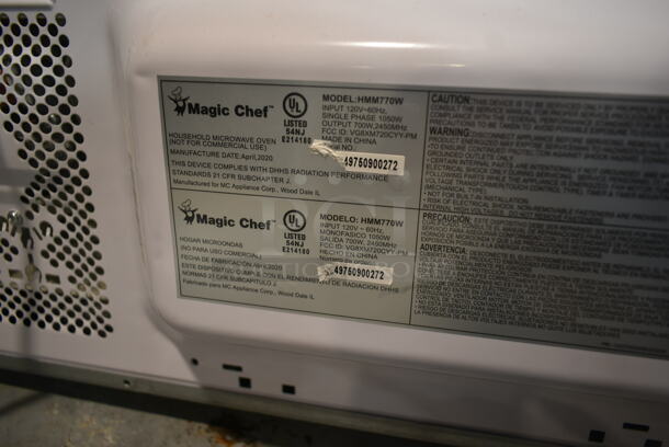 Magic Chef HMM770W Countertop Microwave Oven w/ Plate. 120 Volts, 1 Phase.  - Image 4 of 4