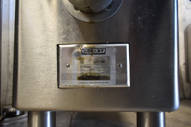 LATE MODEL! Hobart 4822 Stainless Steel Commercial Countertop Meat Grinder w/ Tray and Pusher. 120 Volts, 1 Phase. Tested and Working! - Image 5 of 5