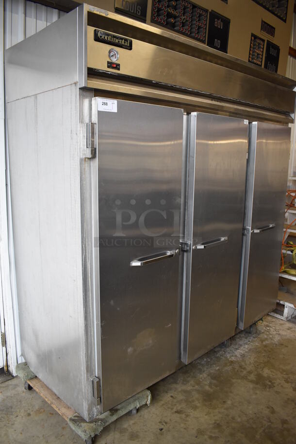 Continental 3F-R Stainless Steel Commercial 3 Door Reach In Freezer w/ Racks. Does Not Have Compressor. Goes GREAT w/ Lot 378! 115 Volts, 1 Phase. 78x36x78 - Image 2 of 8