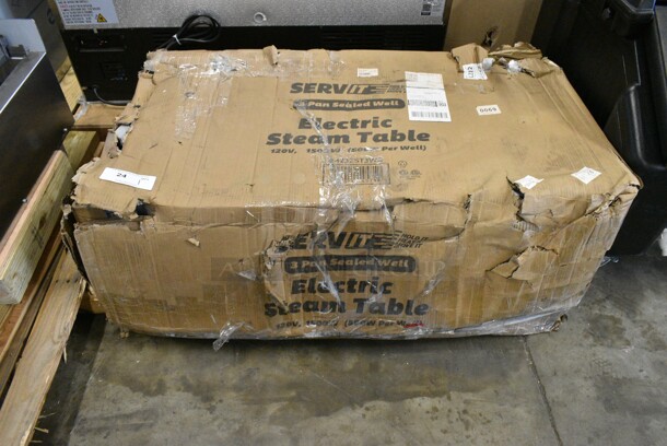 BRAND NEW SCRATCH AND DENT! ServIt EST-3WS Three Pan Sealed Well Electric Steam Table with Adjustable Undershelf. 120 Volts, 1 Phase. Tested and Working! - Image 2 of 3