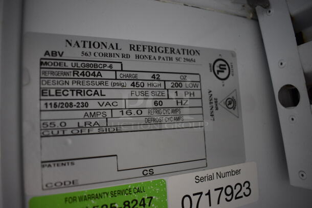 National Model ULG80BCP-6 Metal Commercial 3 Door Reach In Freezer Merchandiser w/ Poly Coated Racks. 115/208-230 Volts, 1 Phase. 78x33x80 - Image 3 of 7