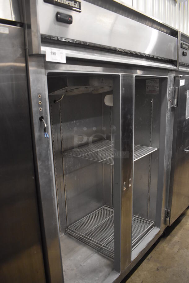 Continental 2FE Stainless Steel Commercial 2 Door Reach In Freezer on Commercial Casters. Missing Doors. 115 Volts, 1 Phase. 57x34x82. Tested and Does Not Power On - Image 2 of 6
