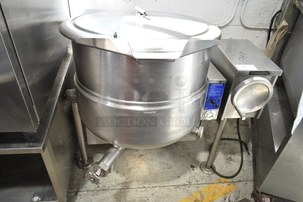 Cleveland KGL-40T Stainless Steel Commercial Floor Style Natural Gas Powered 40 Gallon Steam Kettle Manual Tilting Kettle.  - Image 1 of 7