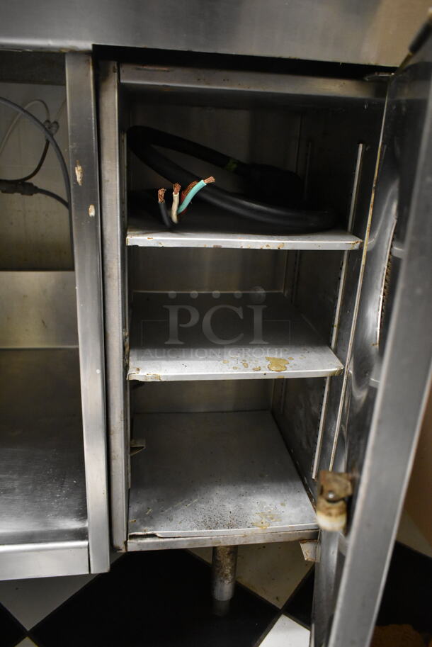 Stainless Steel Commercial Table w/ Sink Bay, Faucet, Handles, Back Splash and Under Shelf. Does Not Include Contents. BUYER MUST REMOVE. (ice room) - Image 6 of 9