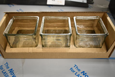 BRAND NEW! Box of 3 Glass Votives.