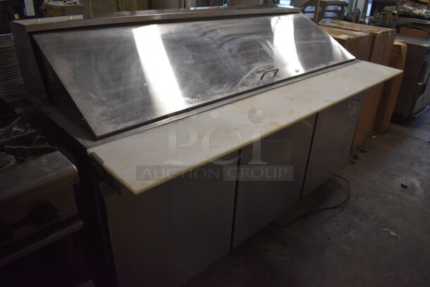 Avantco 178SCLM3 Stainless Steel Commercial Sandwich Salad Prep Table Bain Marie Mega Top on Commercial Casters. 115 Volts, 1 Phase. 70.5x37x47. Tested and Powers On But Temps at 46 Degrees - Image 9 of 9