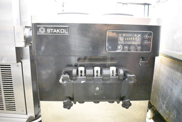 Stakol EP23791 Stainless Steel Commercial Countertop Air Cooled 2 Flavor w/ Twist Soft Serve Ice Cream Machine. 120 Volts, 1 Phase.  - Image 3 of 7