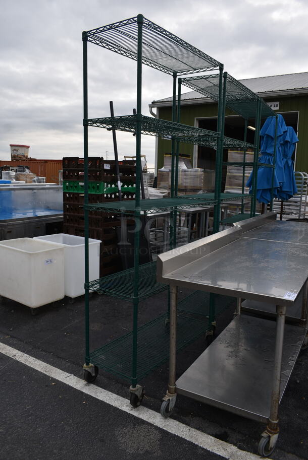 Green Finish 5 Tier Wire Shelving Unit on Commercial Casters. BUYER MUST DISMANTLE. PCI CANNOT DISMANTLE FOR SHIPPING. PLEASE CONSIDER FREIGHT CHARGES. - Image 2 of 2