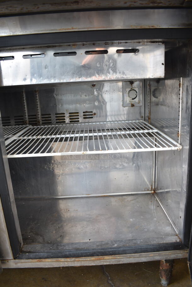 Asbury MCR-48M Stainless Steel Commercial Sandwich Salad Prep Table Bain Marie Mega Top on Commercial Casters. 115 Volts, 1 Phase. Tested and Powers On But Does Not Get Cold - Image 3 of 5