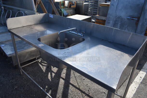 Stainless Steel Commercial Single Bay Sink w/ Faucet, Handles, Back Splash and Side Splash Guards. 71x31x43. Bay 19.5x19.5x11 - Image 2 of 4