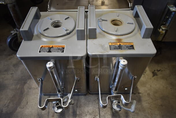 2015 Bunn DUAL SH DBC Stainless Steel Commercial Countertop Double Coffee Machine w/ Hot Water Dispenser, 2 Coffee Servers and 2 Metal Brew Baskets. 120/208 Volts, 1 Phase.  - Image 8 of 10