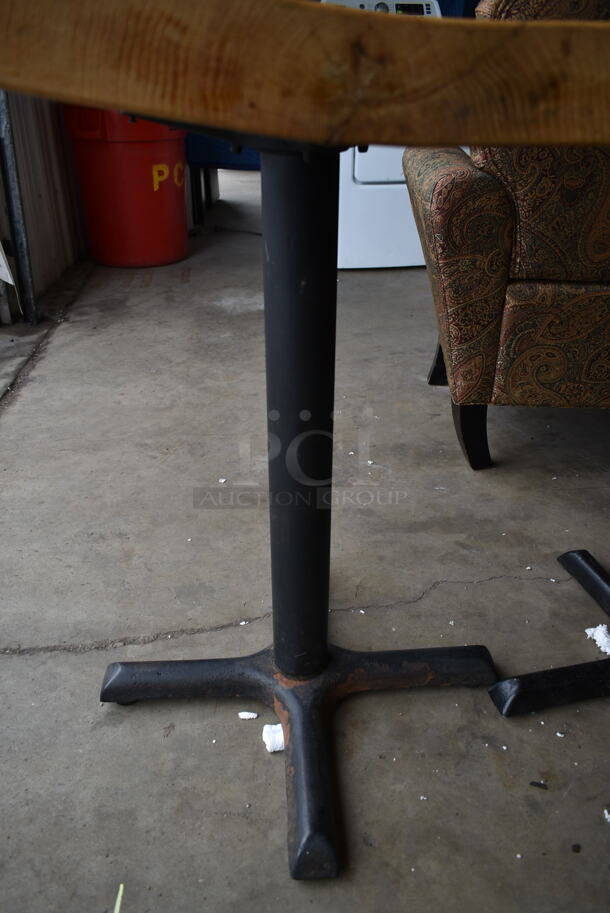 Wooden Dining Height Table w/ Live Edge on Black Metal Table Base.  - Image 3 of 3