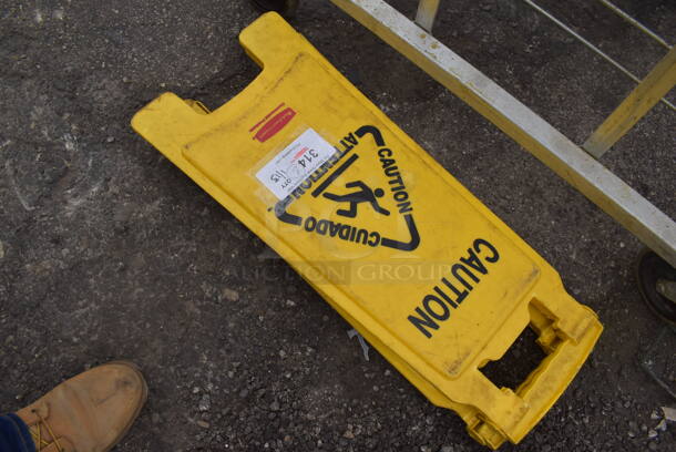 2 Rubbermaid Yellow Poly Wet Floor Caution Signs. 12x1x26. 2 Times Your Bid! - Image 3 of 3