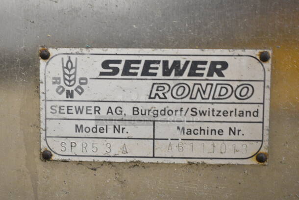 Seewer Rondo SPR53A Metal Commercial Countertop Dough Sheeter. No Conveyor. Cannot Test Due To Cut Power Cord - Image 6 of 6