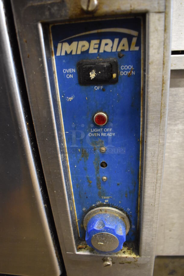 Imperial Stainless Steel Commercial Natural Gas Powered 6 Burner Range w/ Convection Oven, Over Shelf and Back Splash on Commercial Casters. 36x32x56 - Image 9 of 9