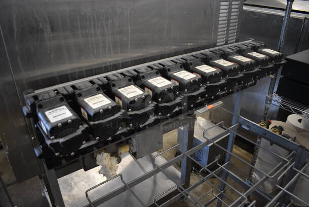 ALL ONE MONEY! Lot of 13 Soda Pumps on 2 Metal Soda Rack Pieces. 41x16x79 - Image 3 of 4