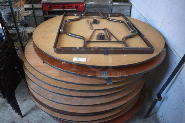 11 Round Wood Pattern Folding Banquet Tables. 60x60x2. 11 Times Your Bid! - Image 1 of 4