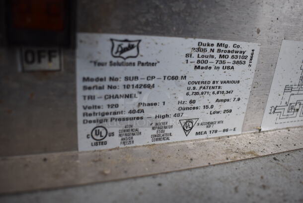 Duke SUB-CP-TC60 M Stainless Steel Commercial Subway Sandwich Make Line w. Lowering Sneeze Guard. 120 Volts, 1 Phase. - Image 9 of 10