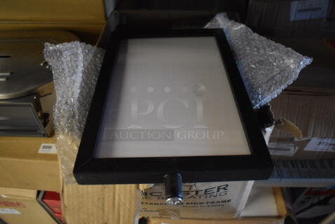 ALL ONE MONEY! Lot of 9 BRAND NEW! Lancaster Table & Seating Black Stanchion Sign Frames. 