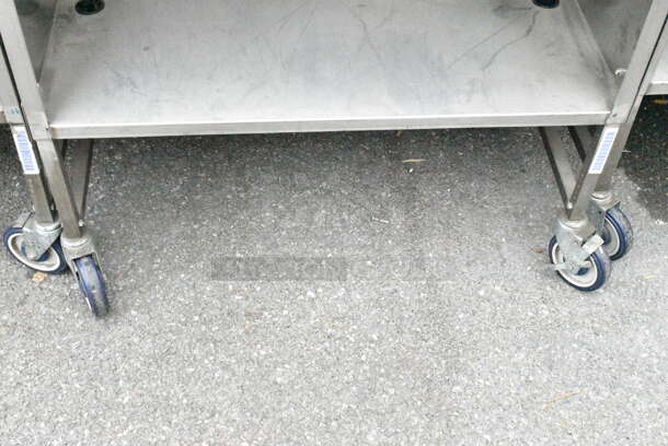 National Cart Co Stainless Steel Portable Table w/ Under Shelf and Drawer on Commercial Casters.  - Image 4 of 7