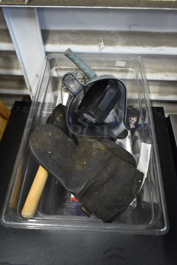 ALL ONE MONEY! Lot of Various Items Including Oven Mitt and Utensils in Clear Poly Full Size Drop In Bin - Image 2 of 3