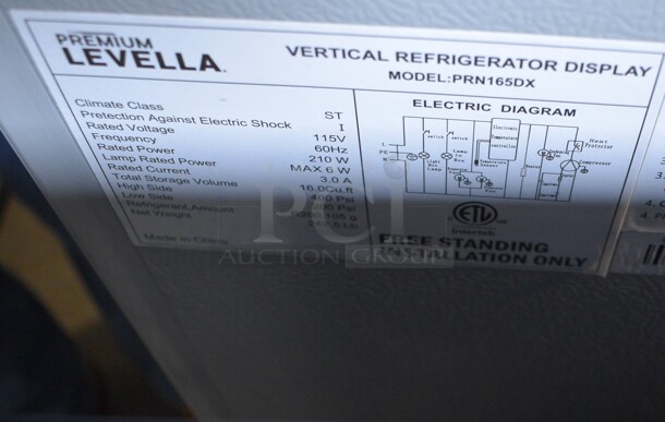 BRAND NEW! Premium Levella Model PRN165DX Metal Commercial 2 Door Reach In Cooler Merchandiser w/ Poly Coated Racks. 115 Volts, 1 Phase. 35x23x73. Tested and Working! - Image 7 of 7