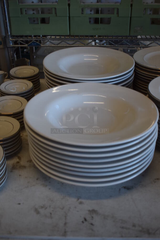 ALL ONE MONEY! Lot of Various Items on Tabletop Including Serving Trays, Ceramic Plates, Ceramic Espresso Mugs - Image 11 of 12
