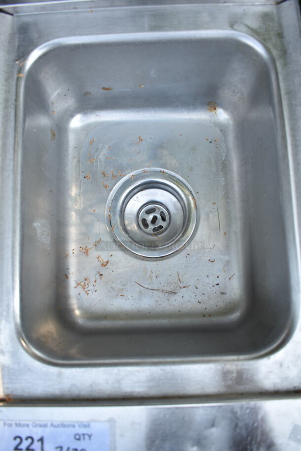 Stainless Steel Single Bay Sink w/ Faucet and Handles.  - Image 2 of 5