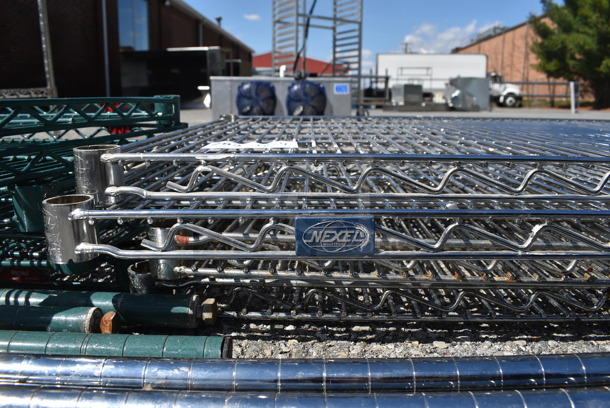 ALL ONE MONEY! Lot of 4 Nexel Chrome Finish Shelves and 4 Poles! 54x24x1.5, 74" - Image 4 of 4
