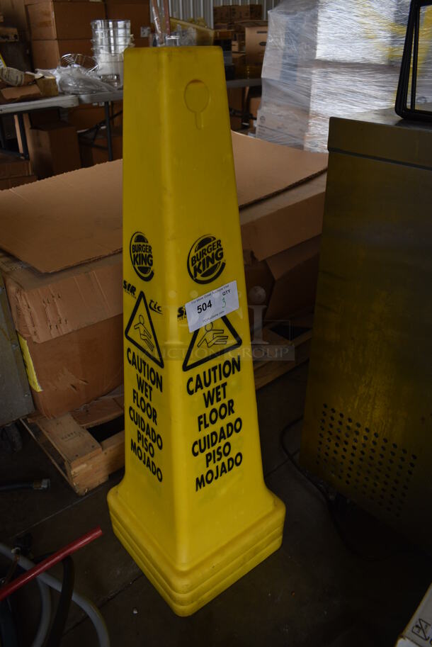 3 Yellow Poly Wet Floor Caution Cones. 12x12x36. 3 Times Your Bid! - Image 2 of 2