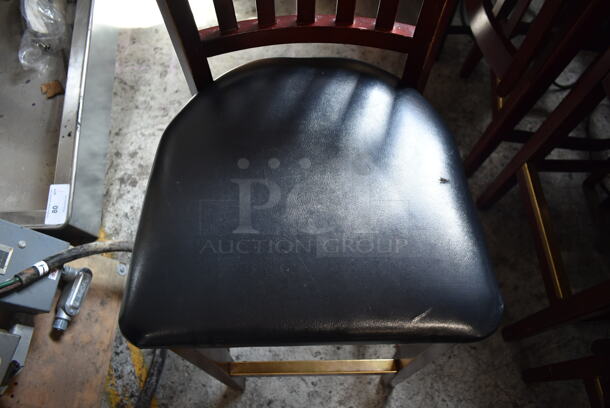 7 Wooden Bar Height Chairs w/ Black Seat Cushion. 7 Times Your Bid! - Image 3 of 5