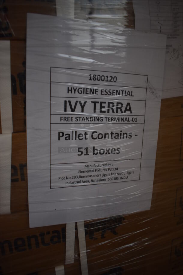 PALLET LOT of 51 BRAND NEW Boxes of Hygiene Essential Ivy Terra Free Standing Terminals for Hand Sanitizer Dispensers. 10x7x60. 51 Times Your Bid! - Image 4 of 5