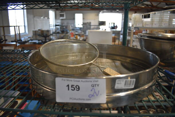 2 Various Metal Items; Strainer and Sifter. includes 16x16x3. 2 Times Your Bid!