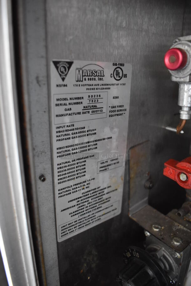 2 2013 Marsal & Sons SD236 Stainless Steel Commercial Natural Gas Powered Single Deck Pizza Oven w/ Cooking Stones on Metal Legs. 95,000 BTU. 52x35x67. 2 Times Your Bid! - Image 7 of 8